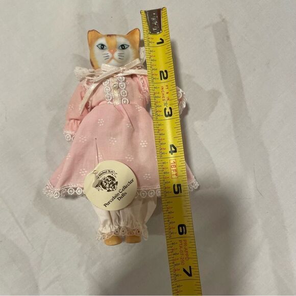 Vintage Goebel Porcelain 7”H Orange Tabby Cat Doll With Stand Made Germany - Picture 7 of 10